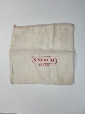 COACH Drawstring Dust Bag in Natural with Red Logo. Small